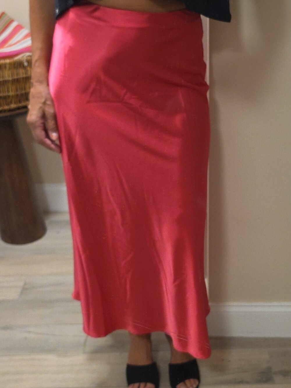 Steve MADDEN Women’s Pink Satin Midi Skirt